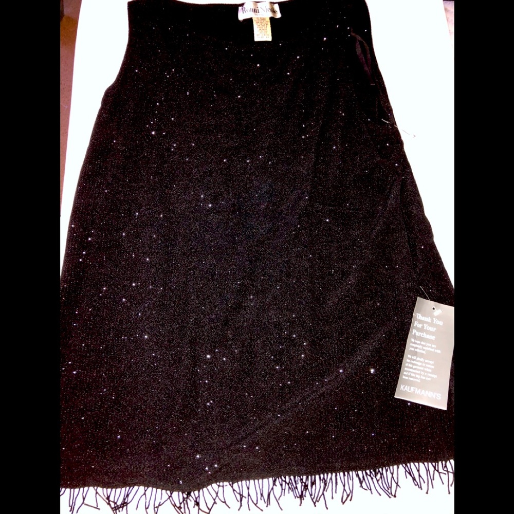 vintage Kaufman’s tags black sparkling dress shirt cocktail wear flowing glitz